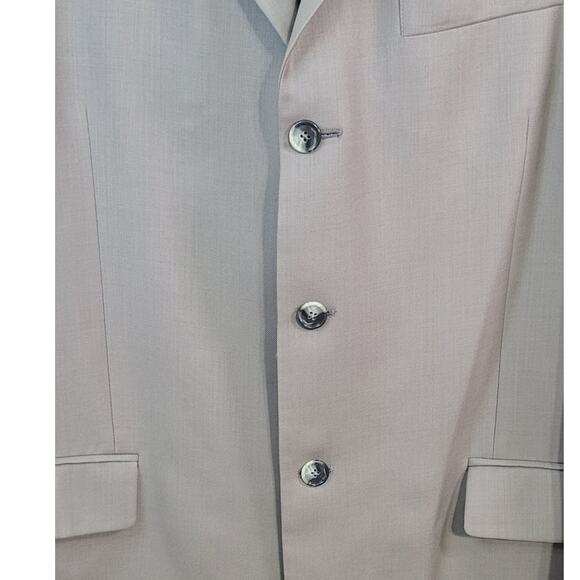 Pierre Cardin Fundamentals Blazer Mens 46L Beige Three Button 100% Wool Lined - Picture 6 of 9